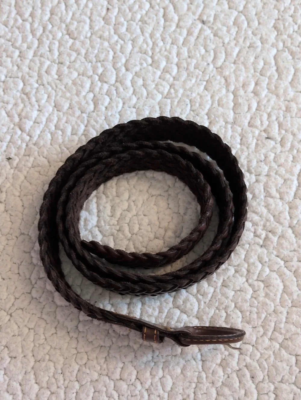 Vintage 80's Genuine Braided Leather Chocolate Brown Western Belt Minimalist